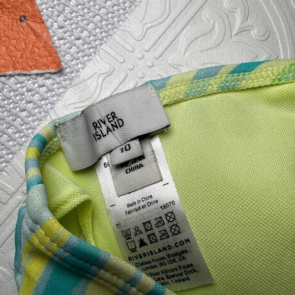 River Island Swimsuit Crop Top Bikini Retro 60’s Vibe Psychedelic Metallic 10 - Picture 9 of 11